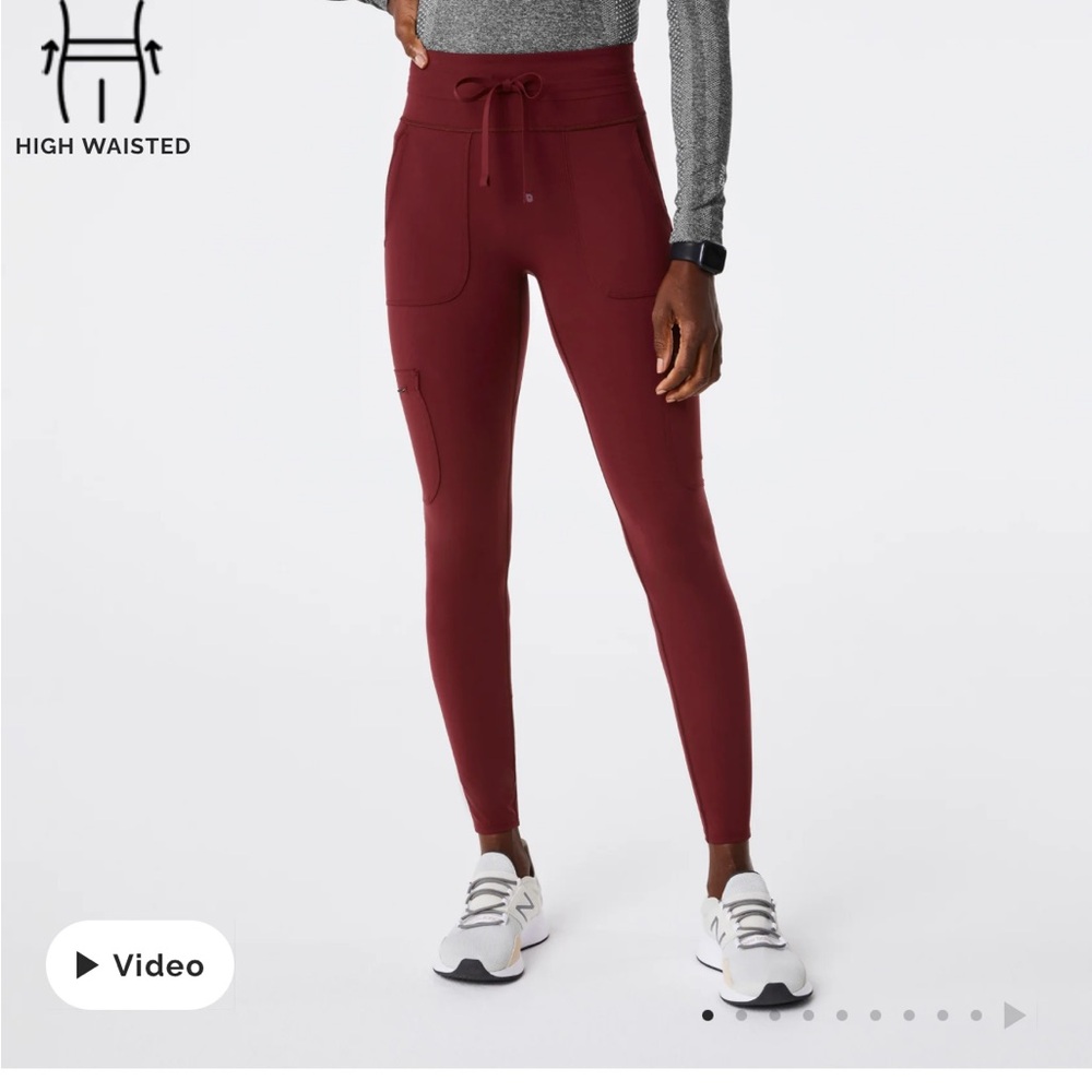 Figs Maroon High Waisted Seville Scrub Leggings